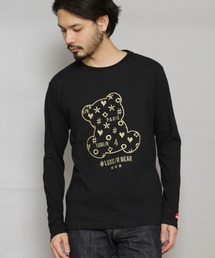 RM/モノグラムベア刺繍 クルーネック 長袖Tシャツ