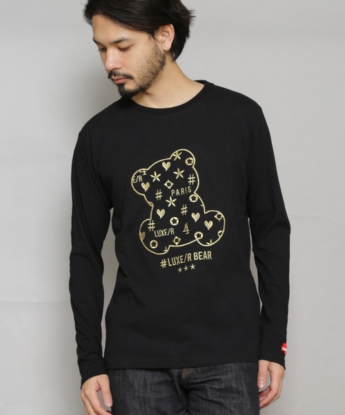 CERCA(チェルカ)の「RM/モノグラムベア刺繍 クルーネック 長袖Tシャツ(Tシャツ/カットソー・メンズ・ブラック×ゴールド/ホワイト×イエロー/ホワイト×シルバー/ブラック×イエロー・MEDIUM/LARGE/X-LARGE)」の3枚目の写真
