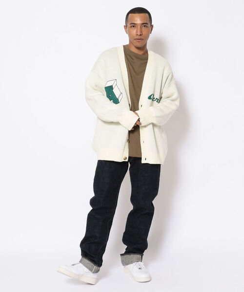 AVIREX（アヴィレックス）の「【直営店限定】 コットン ニット コーディガン サークルロゴ / COTTON KNIT CARDIGAN CIRCLE LOGO / アヴィレックス / AVIREX（カーディガン/ボレロ・メンズ・ブラック/ホワイト・MEDIUM/LARGE）」の13枚目の写真