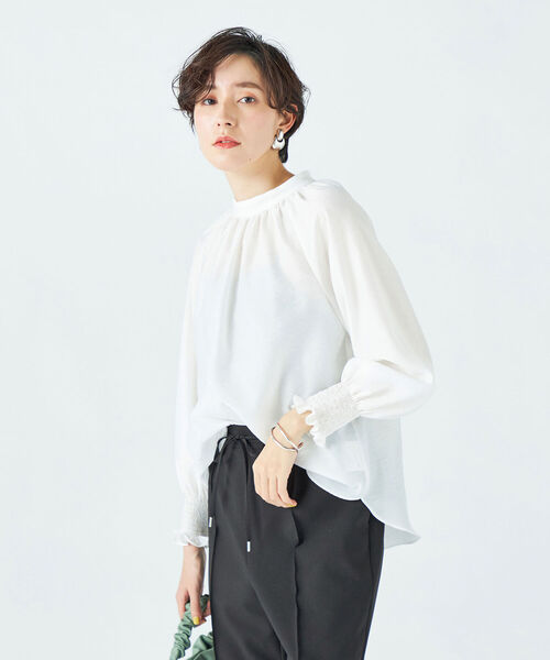 ◇【WEB限定カラーあり】シアーハイネックブラウス