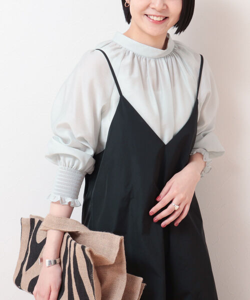 ◇【WEB限定カラーあり】シアーハイネックブラウス