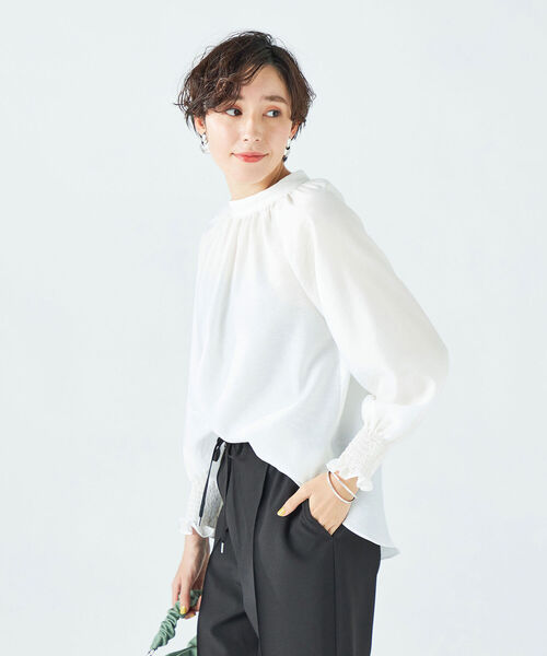 ◇【WEB限定カラーあり】シアーハイネックブラウス