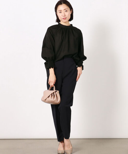◇【WEB限定カラーあり】シアーハイネックブラウス