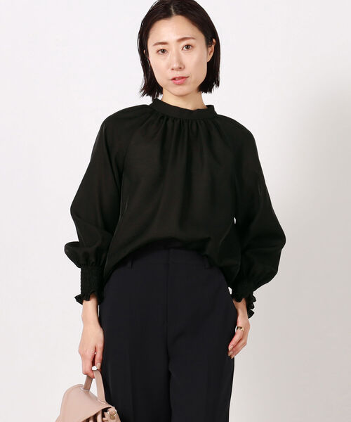 ◇【WEB限定カラーあり】シアーハイネックブラウス