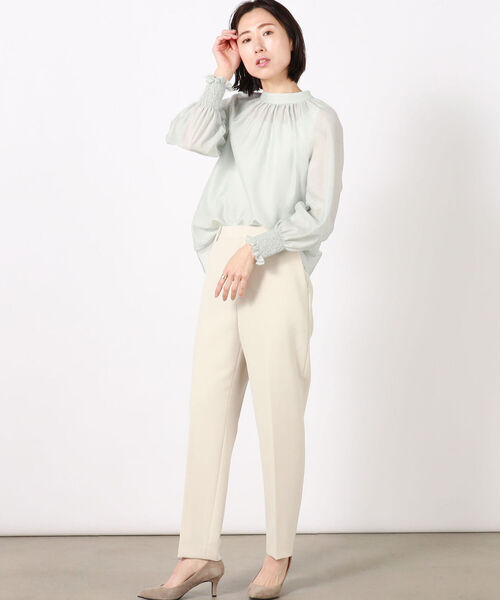 ◇【WEB限定カラーあり】シアーハイネックブラウス