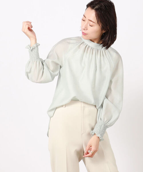 ◇【WEB限定カラーあり】シアーハイネックブラウス