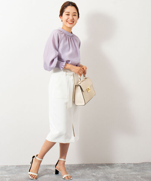 ◇【WEB限定カラーあり】シアーハイネックブラウス
