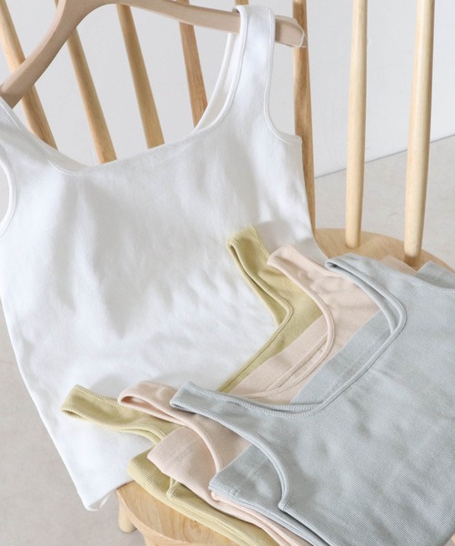 Cheek(チーク)の「2wayタンクトップ(Tシャツ/カットソー・レディース・ベージュ/オフホワイト/ミント/イエロー/オレンジ/グリーン/ブラック・MEDIUM)」の2枚目の写真