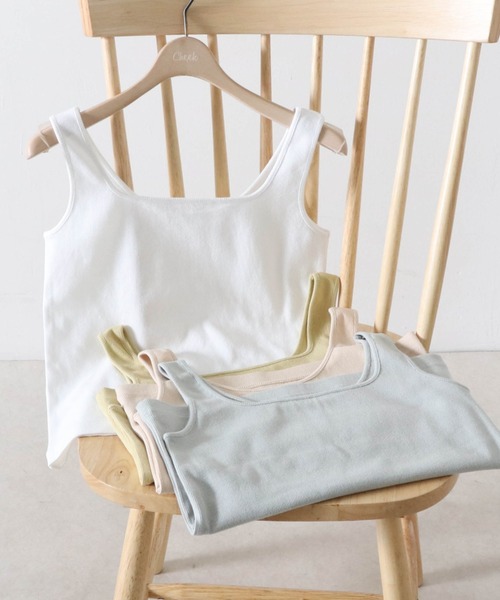 Cheek(チーク)の「2wayタンクトップ(Tシャツ/カットソー・レディース・ベージュ/オフホワイト/ミント/イエロー/オレンジ/グリーン/ブラック・MEDIUM)」の8枚目の写真