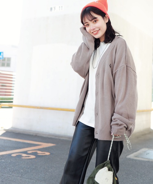 【ユニセックスで着用可能】GERRY/ジェリー別注コラボロゴ刺繍オーバーサイズボリュームニットカーディガン