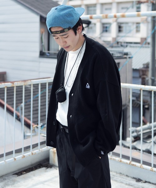 【ユニセックスで着用可能】GERRY/ジェリー別注コラボロゴ刺繍オーバーサイズボリュームニットカーディガン