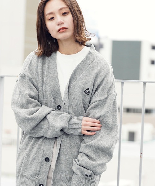 【ユニセックスで着用可能】GERRY/ジェリー別注コラボロゴ刺繍オーバーサイズボリュームニットカーディガン