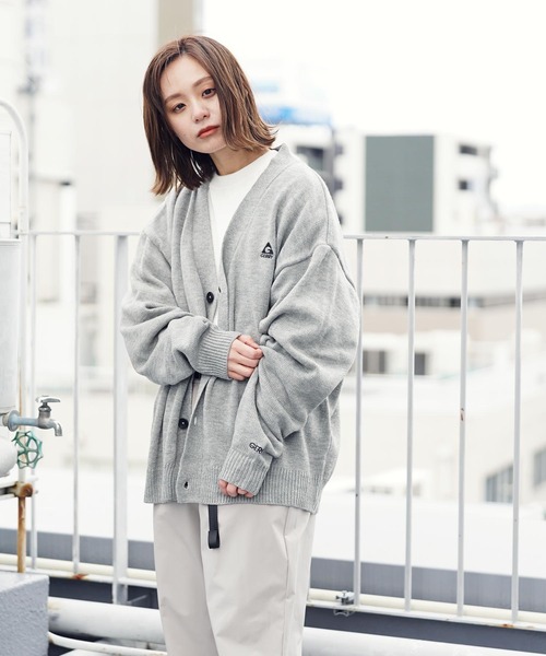 【ユニセックスで着用可能】GERRY/ジェリー別注コラボロゴ刺繍オーバーサイズボリュームニットカーディガン