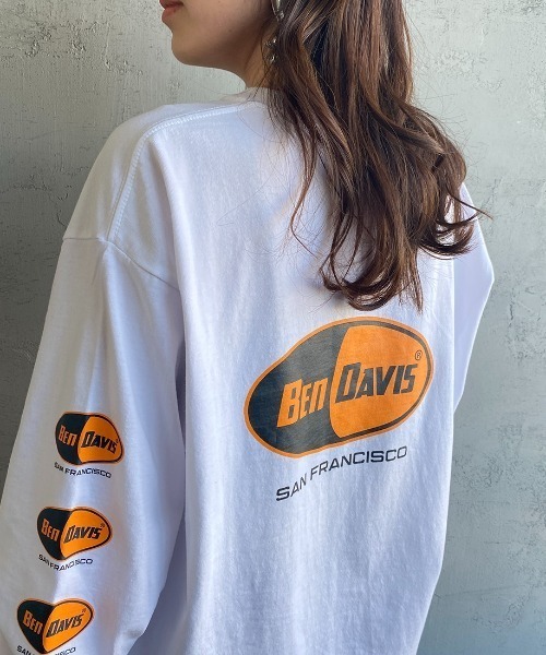 BEN DAVIS（ベンデイビス）の「[BEN DAVIS/ベンデイビス] カプセルロゴ バックプリントロングスリーブTシャツ（Tシャツ/カットソー・レディース・ホワイト/ブラック/イエロー・M/L/XL）」の2枚目の写真