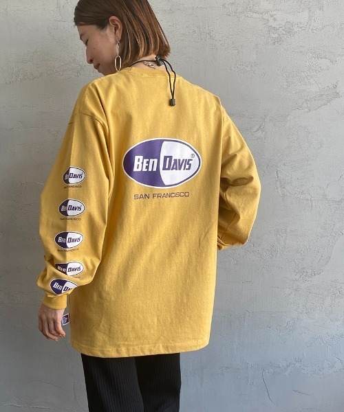 BEN DAVIS（ベンデイビス）の「[BEN DAVIS/ベンデイビス] カプセルロゴ バックプリントロングスリーブTシャツ（Tシャツ/カットソー・レディース・ホワイト/ブラック/イエロー・M/L/XL）」の3枚目の写真