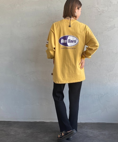 BEN DAVIS（ベンデイビス）の「[BEN DAVIS/ベンデイビス] カプセルロゴ バックプリントロングスリーブTシャツ（Tシャツ/カットソー・レディース・ホワイト/ブラック/イエロー・M/L/XL）」の8枚目の写真