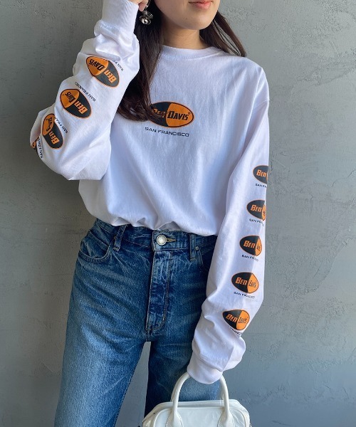 BEN DAVIS（ベンデイビス）の「[BEN DAVIS/ベンデイビス] カプセルロゴ バックプリントロングスリーブTシャツ（Tシャツ/カットソー・レディース・ホワイト/ブラック/イエロー・M/L/XL）」の10枚目の写真
