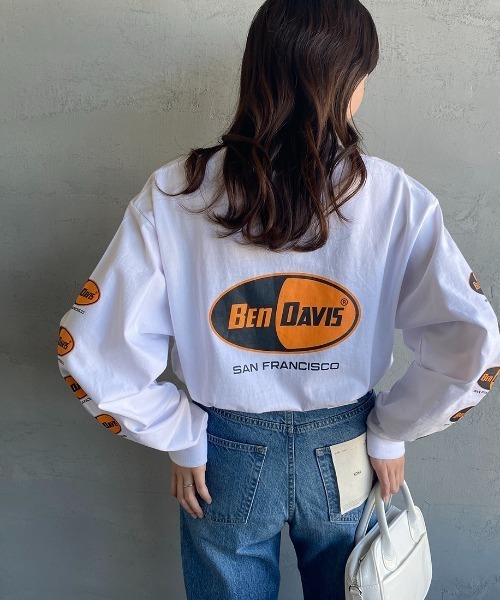 BEN DAVIS（ベンデイビス）の「[BEN DAVIS/ベンデイビス] カプセルロゴ バックプリントロングスリーブTシャツ（Tシャツ/カットソー・レディース・ホワイト/ブラック/イエロー・M/L/XL）」の11枚目の写真
