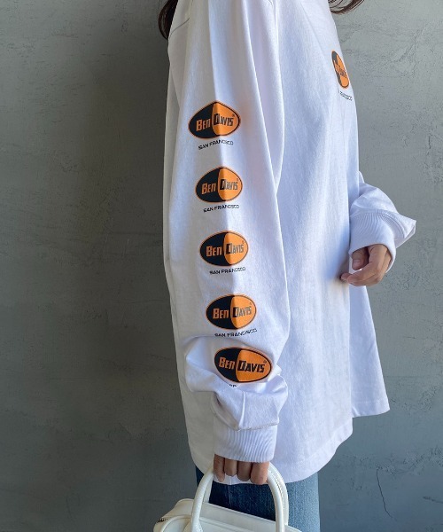 BEN DAVIS（ベンデイビス）の「[BEN DAVIS/ベンデイビス] カプセルロゴ バックプリントロングスリーブTシャツ（Tシャツ/カットソー・レディース・ホワイト/ブラック/イエロー・M/L/XL）」の21枚目の写真