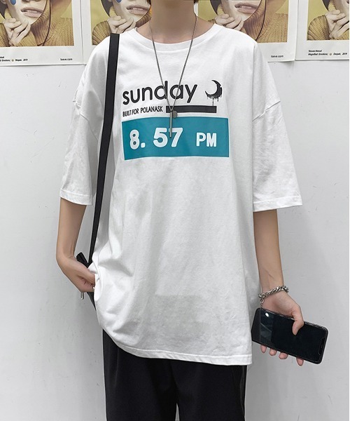 NEW GENTLEMAN(ニュージェントルマン)の「8.57PM オーバーサイズTシャツ(Tシャツ/カットソー・メンズ・ホワイト/ブラック・M/L/XL)」の6枚目の写真