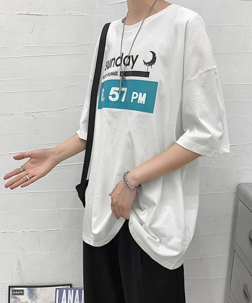NEW GENTLEMAN(ニュージェントルマン)の「8.57PM オーバーサイズTシャツ(Tシャツ/カットソー・メンズ・ホワイト/ブラック・M/L/XL)」の9枚目の写真