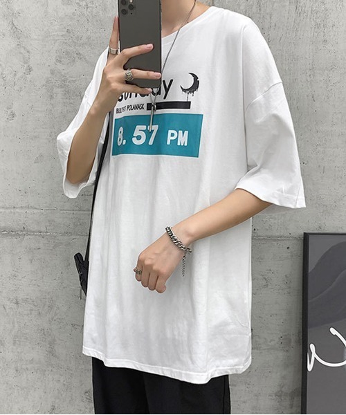NEW GENTLEMAN(ニュージェントルマン)の「8.57PM オーバーサイズTシャツ(Tシャツ/カットソー・メンズ・ホワイト/ブラック・M/L/XL)」の11枚目の写真