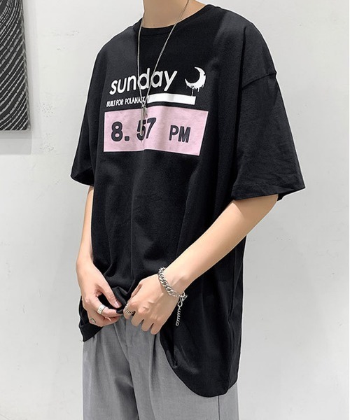 NEW GENTLEMAN(ニュージェントルマン)の「8.57PM オーバーサイズTシャツ(Tシャツ/カットソー・メンズ・ホワイト/ブラック・M/L/XL)」の18枚目の写真