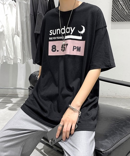NEW GENTLEMAN(ニュージェントルマン)の「8.57PM オーバーサイズTシャツ(Tシャツ/カットソー・メンズ・ホワイト/ブラック・M/L/XL)」の15枚目の写真