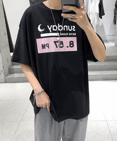 NEW GENTLEMAN(ニュージェントルマン)の「8.57PM オーバーサイズTシャツ(Tシャツ/カットソー・メンズ・ホワイト/ブラック・M/L/XL)」の19枚目の写真
