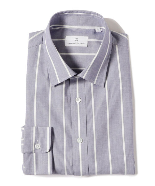 COLONY CLOTHING（コロニークロージング）の「COLONY CLOTHING / ホワイトストライプ ワイドカラーシャツ（シャツ/ブラウス・メンズ・ブルー系その他3・X-SMALL/SMALL/LARGE/MEDIUM）」の2枚目の写真