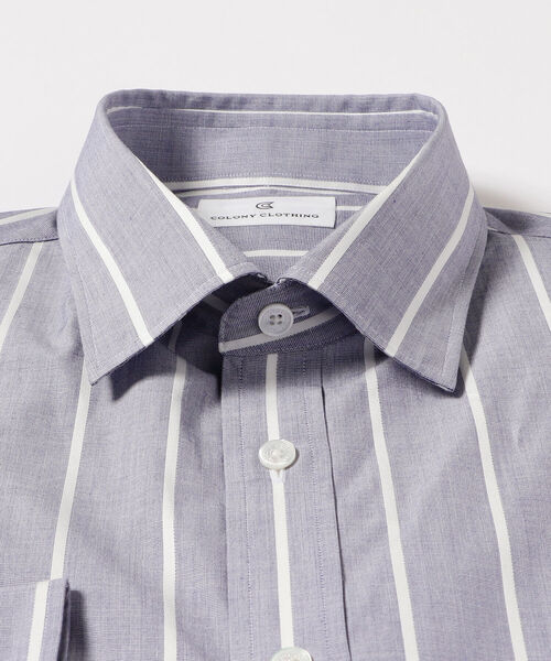COLONY CLOTHING（コロニークロージング）の「COLONY CLOTHING / ホワイトストライプ ワイドカラーシャツ（シャツ/ブラウス・メンズ・ブルー系その他3・X-SMALL/SMALL/LARGE/MEDIUM）」の3枚目の写真