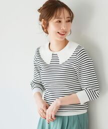 le.coeur blanc | 衿付き透かしリブニットプルオーバー(ニット/セーター)