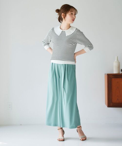 le.coeur blanc（ルクールブラン）の「衿付き透かしリブニットプルオーバー（ニット/セーター・レディース・ネイビー/ホワイト系その他/ライトベージュ・38）」の13枚目の写真