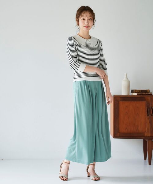 le.coeur blanc（ルクールブラン）の「衿付き透かしリブニットプルオーバー（ニット/セーター・レディース・ネイビー/ホワイト系その他/ライトベージュ・38）」の5枚目の写真