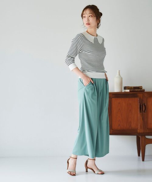 le.coeur blanc（ルクールブラン）の「衿付き透かしリブニットプルオーバー（ニット/セーター・レディース・ネイビー/ホワイト系その他/ライトベージュ・38）」の9枚目の写真