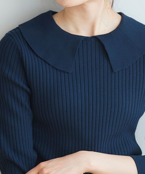 le.coeur blanc（ルクールブラン）の「衿付き透かしリブニットプルオーバー（ニット/セーター・レディース・ネイビー/ホワイト系その他/ライトベージュ・38）」の10枚目の写真
