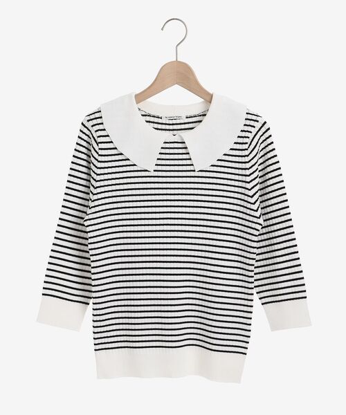 le.coeur blanc（ルクールブラン）の「衿付き透かしリブニットプルオーバー（ニット/セーター・レディース・ネイビー/ホワイト系その他/ライトベージュ・38）」の21枚目の写真