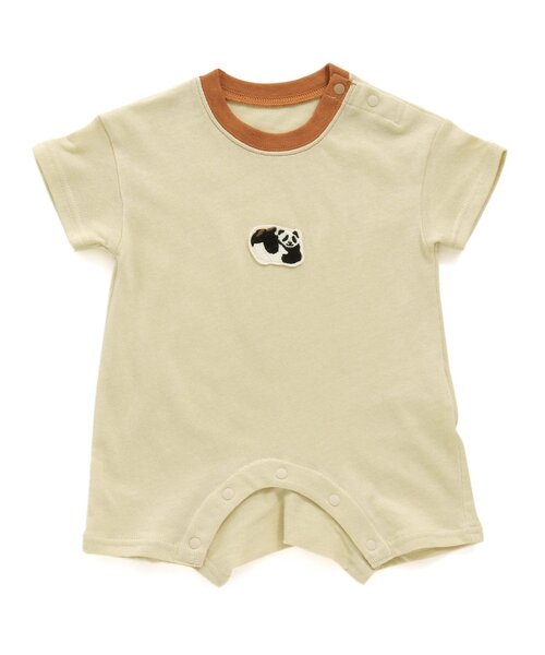 Ampersand(アンパサンド)の「動物ワンポイントロンパス(ロンパース・キッズ・ベージュ/ブルー/オフホワイト・60/70/80)」の1枚目の写真