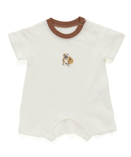 Ampersand(アンパサンド)の「動物ワンポイントロンパス(ロンパース・キッズ・ベージュ/ブルー/オフホワイト・60/70/80)」の2枚目の写真