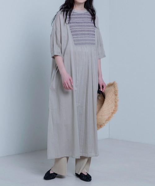LUPILIEN(ルピリアン)の「Made in India◇綿ボイル シャーリング2WAYワンピース(ワンピース・レディース・ブラック/ベージュ/カーキ/グリーン・FREE)」の6枚目の写真