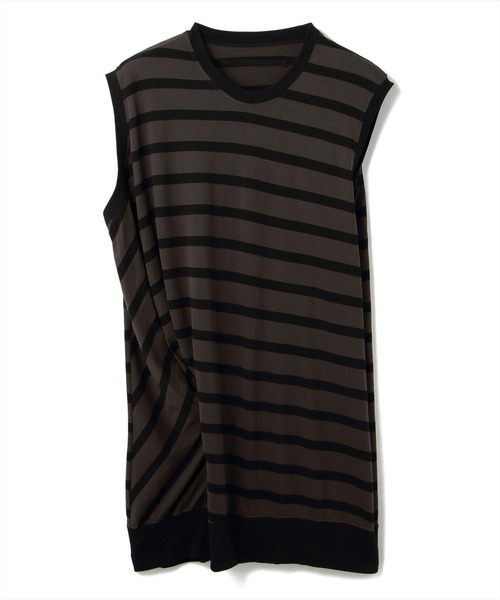 JULIUS（ユリウス）の「JULIUS/ユリウス/ボーダーノースリーブ/707CUM4（タンクトップ・メンズ・ホワイト/ブラック・1/2/3）」の2枚目の写真