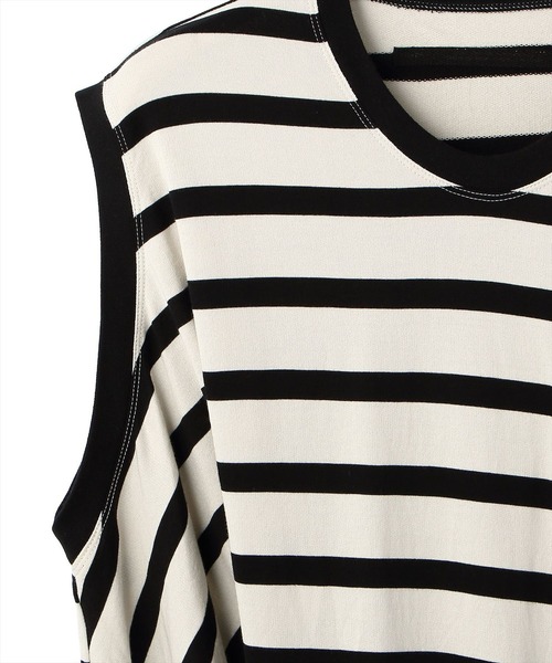 JULIUS（ユリウス）の「JULIUS/ユリウス/ボーダーノースリーブ/707CUM4（タンクトップ・メンズ・ホワイト/ブラック・1/2/3）」の6枚目の写真