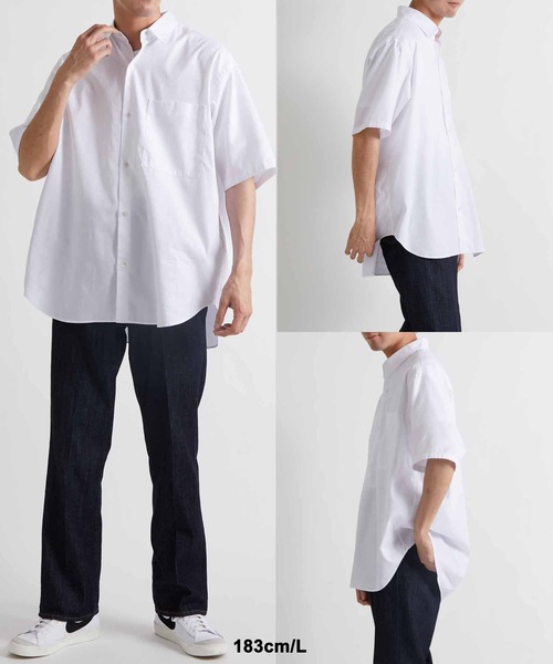 ADAM ET ROPE'（アダムエロペ）の「ビッグシルエット レギュラーカラー 半袖シャツ（シャツ/ブラウス・メンズ・ホワイト/ブルー・M/L）」の10枚目の写真