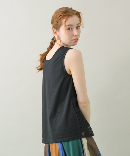 CLOCHE（クロシェ）の「cloche レース重ねタンク（タンクトップ・レディース・ホワイト/ブラック・FREE）」の18枚目の写真