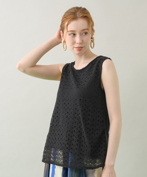 CLOCHE（クロシェ）の「cloche レース重ねタンク（タンクトップ・レディース・ホワイト/ブラック・FREE）」の20枚目の写真