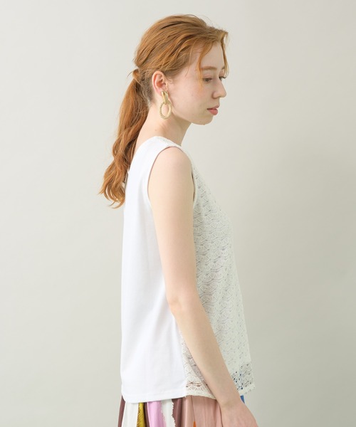 CLOCHE（クロシェ）の「cloche レース重ねタンク（タンクトップ・レディース・ホワイト/ブラック・FREE）」の10枚目の写真