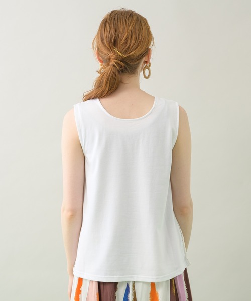 CLOCHE（クロシェ）の「cloche レース重ねタンク（タンクトップ・レディース・ホワイト/ブラック・FREE）」の11枚目の写真