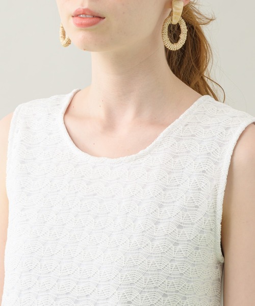 CLOCHE（クロシェ）の「cloche レース重ねタンク（タンクトップ・レディース・ホワイト/ブラック・FREE）」の13枚目の写真