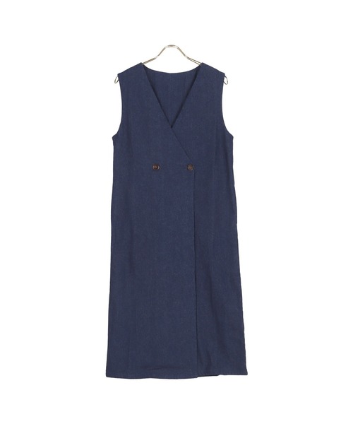 KOBE LETTUCE（コウベレタス）の「選べるリネンorデニムロングジレ（ベスト・レディース・ブラック/ブラック系1/ブラウン系/ブラウン系1/ベージュ系/ベージュ系1/その他/その他1・1/2）」の8枚目の写真