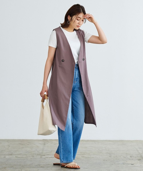 KOBE LETTUCE（コウベレタス）の「選べるリネンorデニムロングジレ（ベスト・レディース・ブラック/ブラック系1/ブラウン系/ブラウン系1/ベージュ系/ベージュ系1/その他/その他1・1/2）」の22枚目の写真